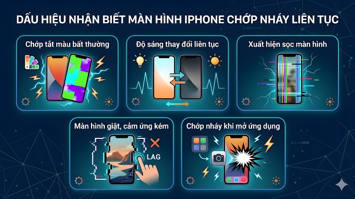 Dấu hiệu nhận biết màn hình iPhone chớp nháy liên tục Dấu hiệu nhận biết màn hình iPhone chớp nháy liên tục