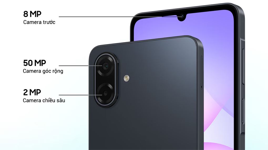Hệ thống camera 50 MP trên Samsung Galaxy A07 5G đáp ứng tốt nhu cầu chụp ảnh và gọi video cơ bản